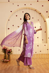 Ladies Lavender Breeze Printed Kurti Set