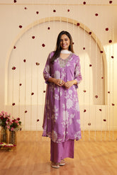 Ladies Lavender Breeze Printed Kurti Set