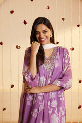 Ladies Lavender Breeze Printed Kurti Set