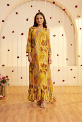 Ladies Sunflare Yellow Festive Dress