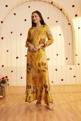 Ladies Sunflare Yellow Festive Dress