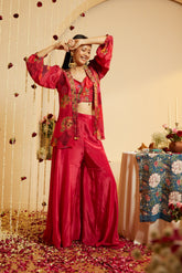 Ladies Raspberry Shine Maslin Shrug Set