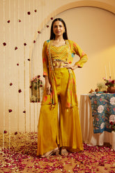 Ladies Mustard Glow Maslin Shrug Set