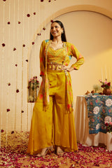 Ladies Mustard Glow Maslin Shrug Set