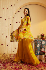 Ladies Mustard Glow Maslin Shrug Set