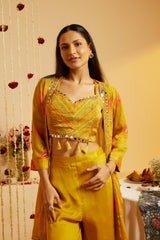 Ladies Mustard Glow Maslin Shrug Set
