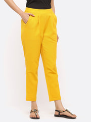 Jaipur Kurti Ladies Western Pants Mustard