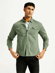 Men'S Solid Overdyed Slim Fit Shirt