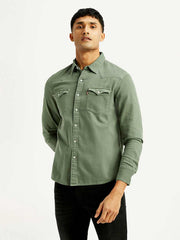 Men'S Solid Overdyed Slim Fit Shirt