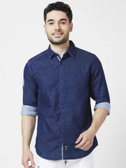 Spykar Mens Casual Shirt F/S Mshds2Bc117 Dark Blue