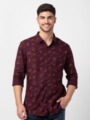 Spykar Mens Casual Shirt F/S Mshps1Bc092 Wine Red
