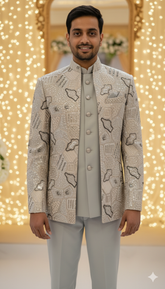 Lyte Club Mens Coat Suit Jodhpuri 3Pcs Set 26260 Pista