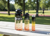 Gradient Orange-Black Sports Water Bottle Set – 600Ml, 1000Ml & 2000Ml Bpa-Free Bottles With Time Markings & Straw Lid