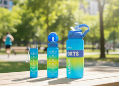 Gradient Sports Water Bottle Set – 600Ml, 1000Ml & 2000Ml Bpa-Free Motivational Bottles With Time Markings & Straw Lid