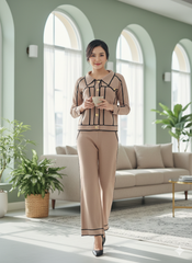Brown Lyte Club Ladies Western W Cord Set, stylish winterwear featuring a coordinated top and bottom with western design details.