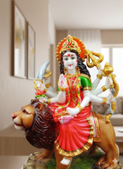 Powerful Goddess Durga Maa On Lion Statue