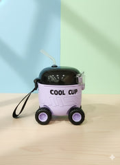 Cool Cup With Wheels & Straw – Fun Rolling Drink Cup For Kids (Purple)