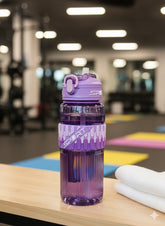 800Ml Leak-Proof Sports Water Bottle With Straw & Carry Strap – Bpa-Free Durable Plastic (Purple)
