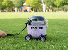 Cool Cup With Wheels & Straw – Fun Rolling Drink Cup For Kids (Purple)