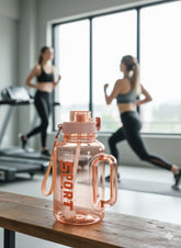 Large Peach Sports Water Bottle – 1.5L Bpa-Free Hydration Jug With Straw, Handle & Carry Strap