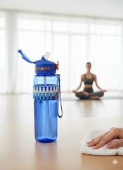 Blue Sport 1000Ml Leak-Proof Water Bottle With Straw & Flip-Top Lid