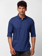 Spykar Mens Casual Shirt F/S Mshps1Bc082 Ink Blue