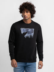 Spykar Mens Sweat Shirt F/S Mss-02Bblw-238 Black