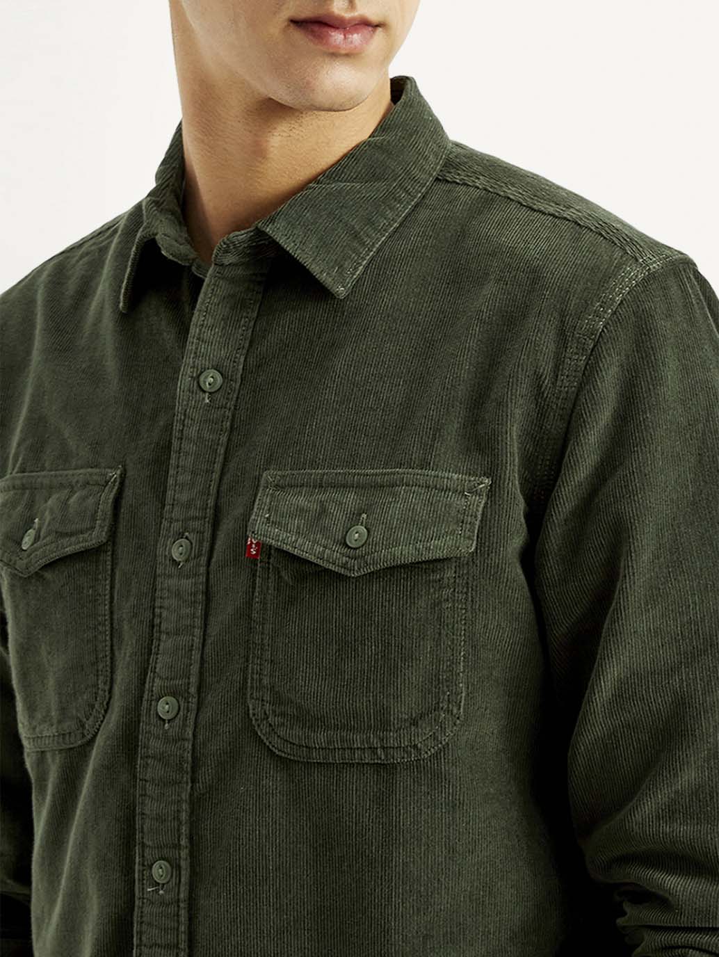 Men'S Solid Slim Fit Corduroy Shirt - Goyalsons ShopMax