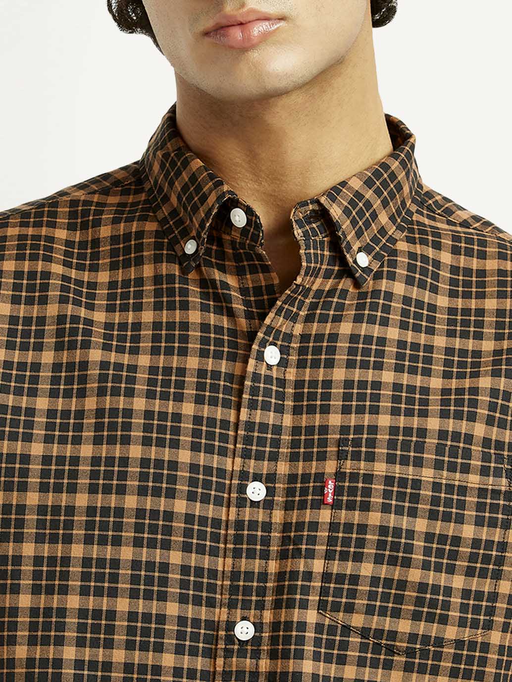 Men'S Checkered Slim Fit Oxford Shirt