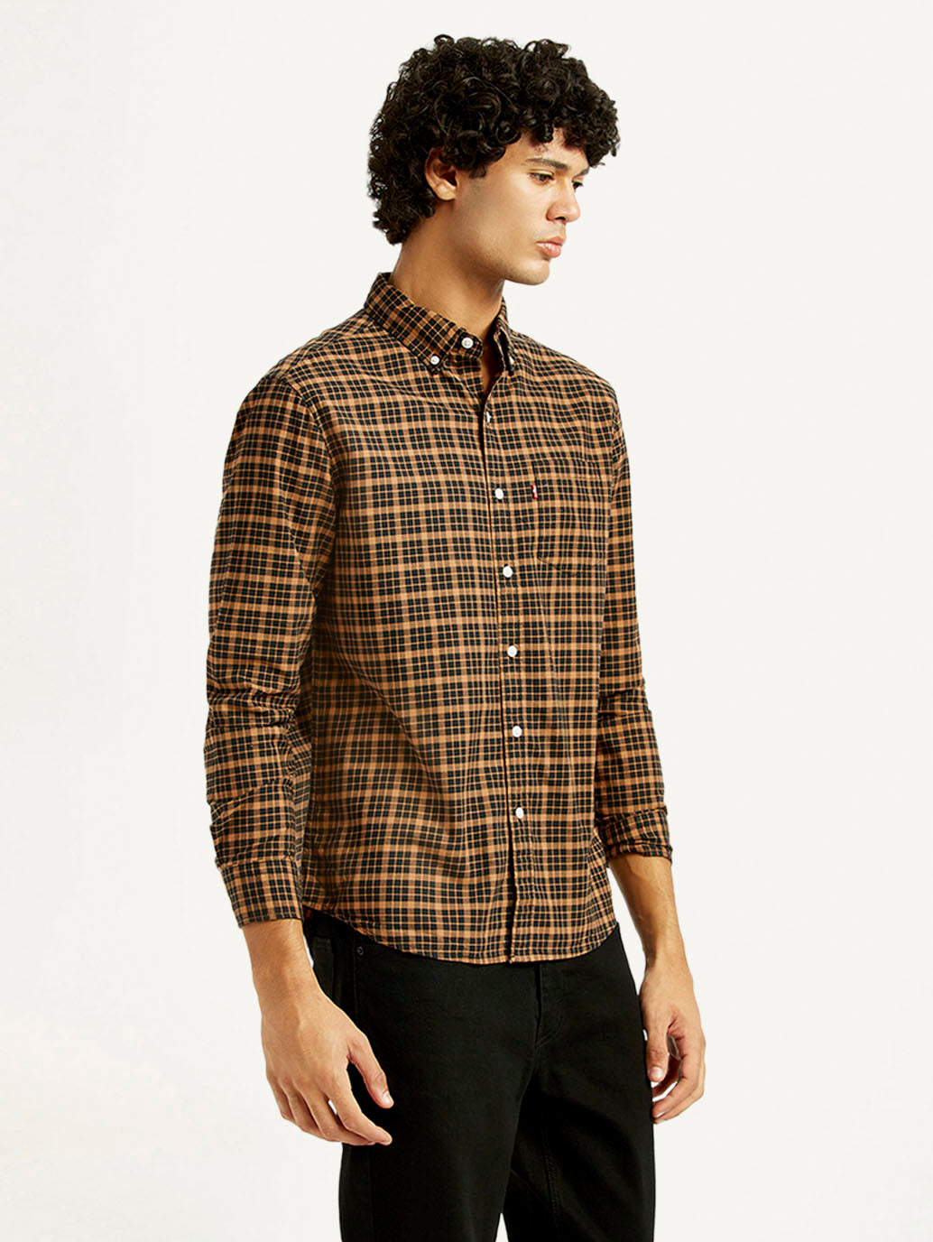 Men'S Checkered Slim Fit Oxford Shirt