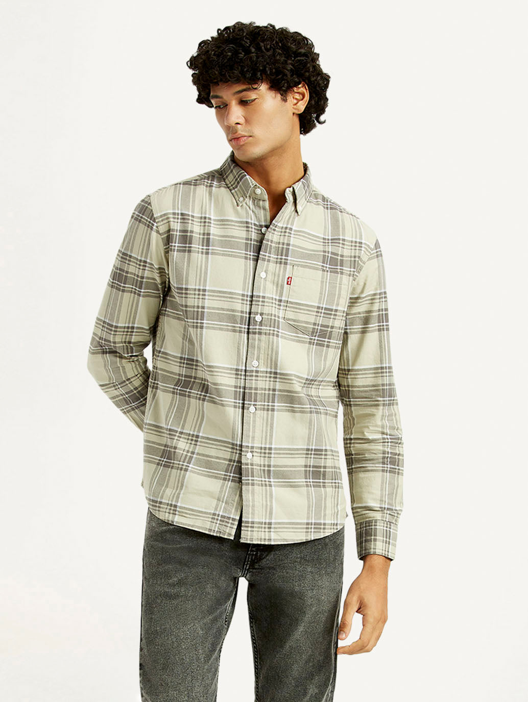 Men'S Plaid Slim Fit Oxford Shirt