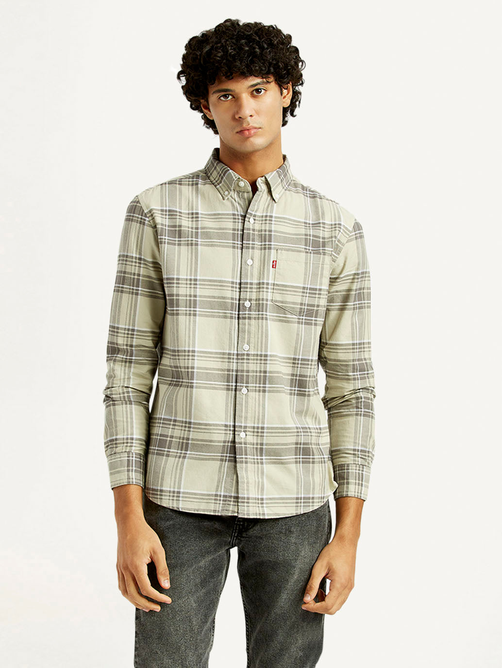 Men'S Plaid Slim Fit Oxford Shirt
