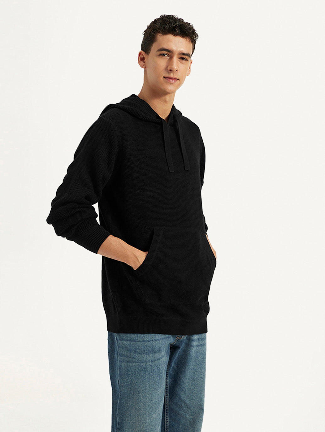Men'S Solid Hooded Sweater