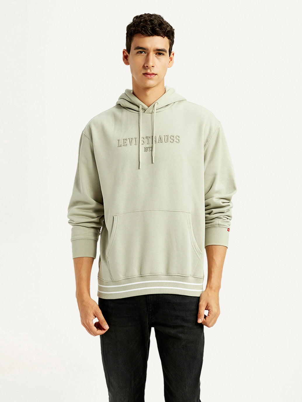Men's Typography Beige Hooded Sweatshirt