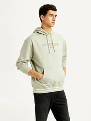 Men's Typography Beige Hooded Sweatshirt