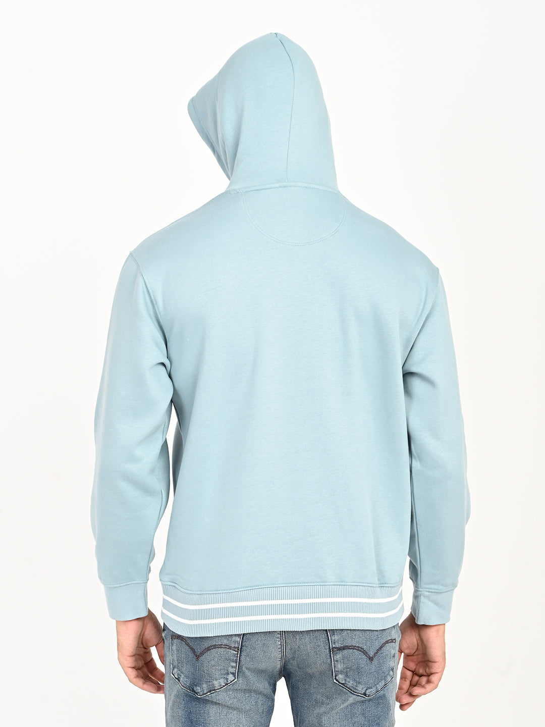 Men'S Brand Logo Light Blue Hooded Sweatshirt