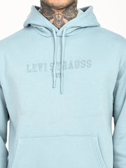 Men'S Brand Logo Light Blue Hooded Sweatshirt