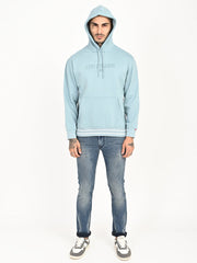 Men'S Brand Logo Light Blue Hooded Sweatshirt