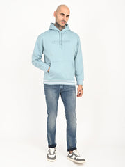 Men'S Brand Logo Light Blue Hooded Sweatshirt