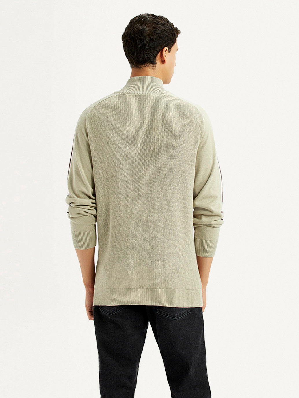 Men'S Solid Beige Slim Fit Sweater