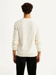 Men'S Self Design Off White Crew Neck Sweater
