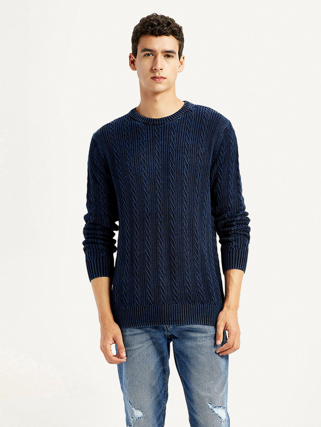 Men'S Indigo Crew Neck Sweater
