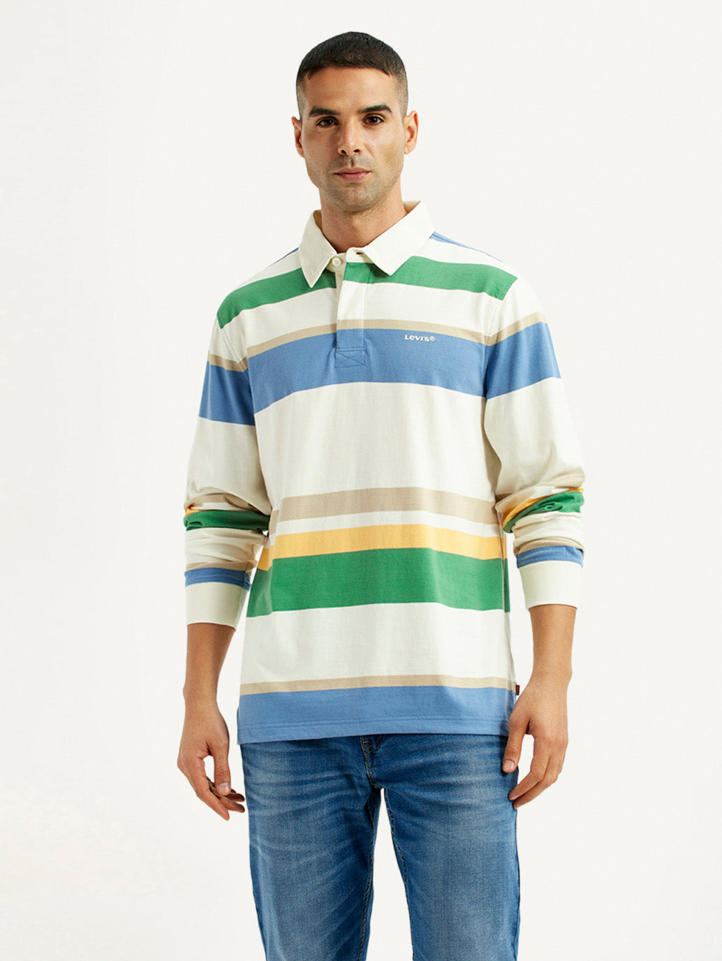 Men'S Striped Multi Color Slim Fit Polo T-Shirt - Goyalsons ShopMax