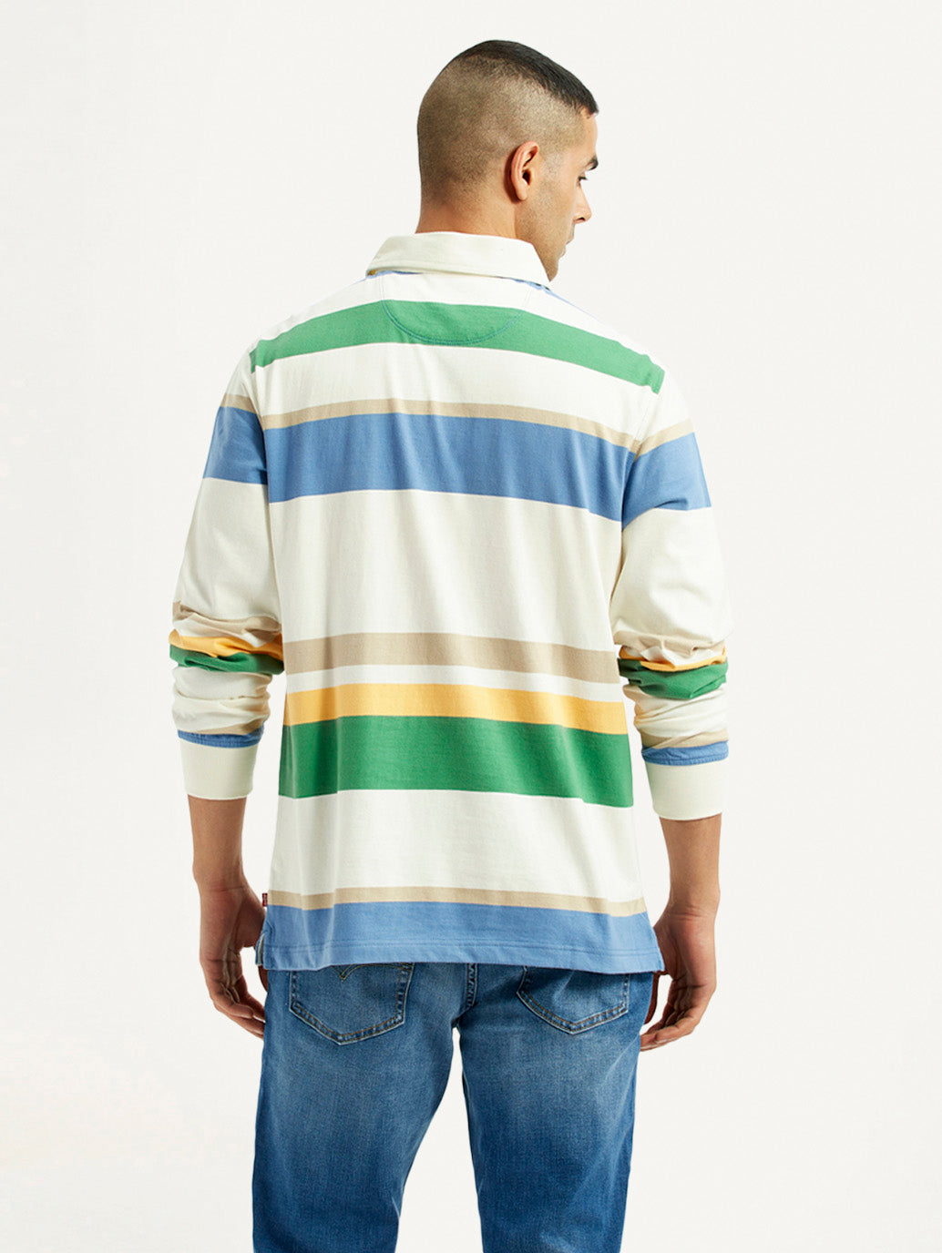 Men'S Striped Multi Color Slim Fit Polo T-Shirt - Goyalsons ShopMax