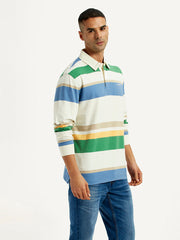 Men'S Striped Multi Color Slim Fit Polo T-Shirt - Goyalsons ShopMax
