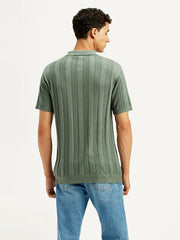 Men'S Textured Slim Fit Polo T-Shirt