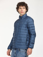 Men'S Solid Blue Quilted Jacket