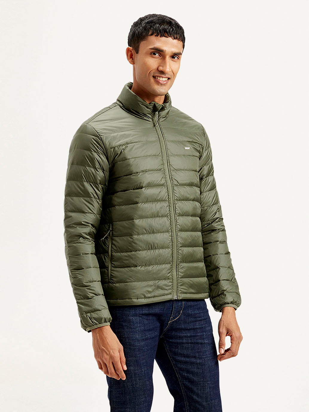 Men'S Solid Olive Jacket