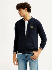 Men's Brand Logo Black Collar Neck Sweatshirt