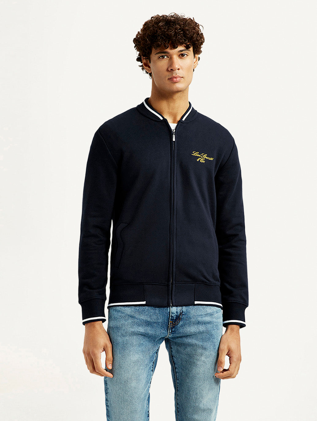 Men's Brand Logo Black Collar Neck Sweatshirt